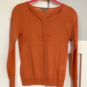 Light Warm Peach Sweater with Braided Stitch Detail